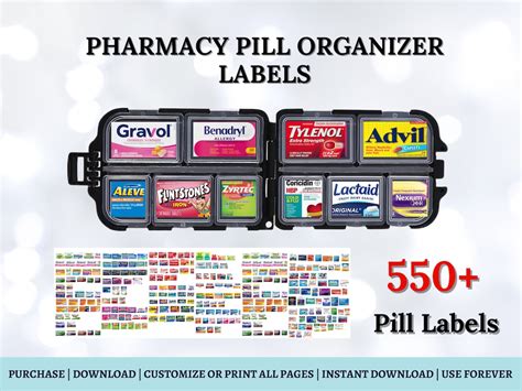 Pharmacy Pill Organizer Labels, Pill Box, Pill Organizer, Pill Labels ...