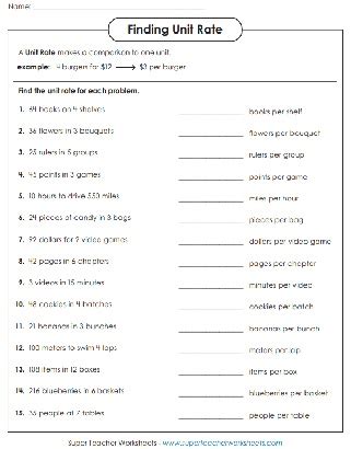 Unit Rate Parison Worksheet - Worksheets For Kindergarten