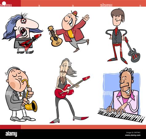 Cartoon Illustration Set of Musicians Characters Playing Musical Instruments Stock Vector Image ...