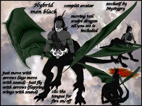 Second Life Marketplace - Hybrid avatar men black dragon human skin gift