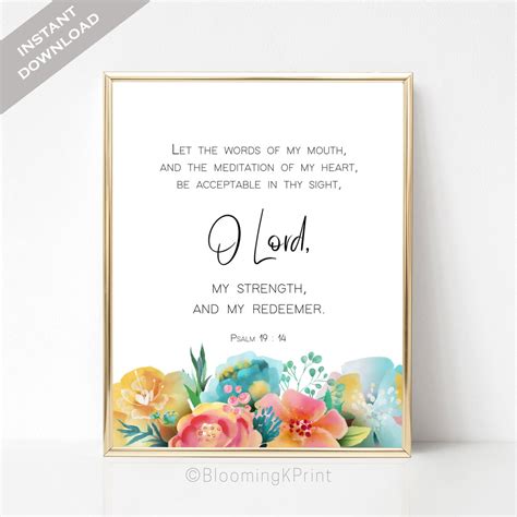 Psalm 19:14 KJV Bible Printable Wall Art Scripture Downloads | Etsy