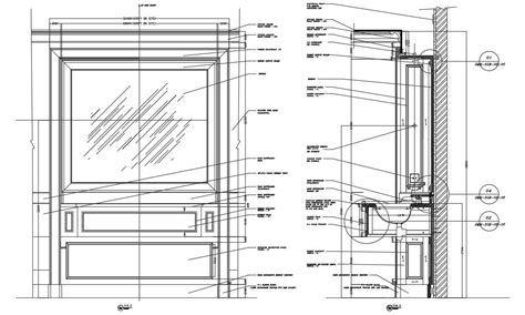 Elevation and section of vanity counter in detail AutoCAD 2D drawing ...