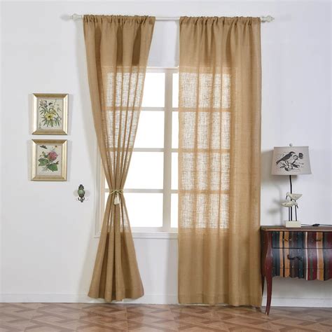 2 Pack 52x64" Eco Friendly Burlap Jute Rustic Home Curtain Backdrop Panels With Rod Pocket ...