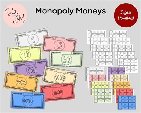 Monopoly Money Printable Monopoly Game Digital Download - Etsy