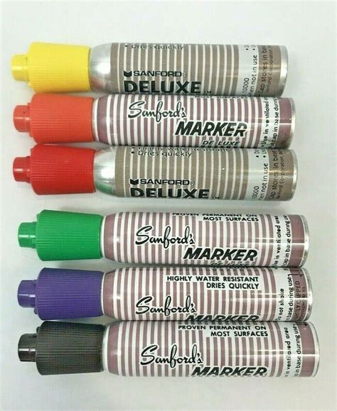 Vintage Sanford Deluxe Permanent Markers Metal Tube Felt Tip Pens Lot 6 No 10000 #Sanford ...