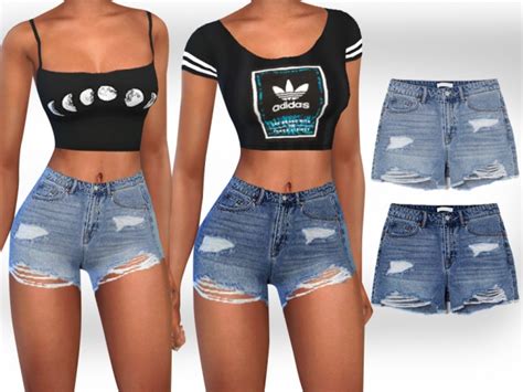 Full Ripped Realistic Denim Shorts by Saliwa at TSR » Sims 4 Updates