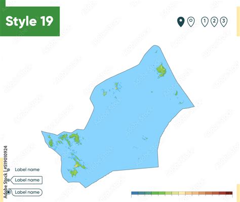 Riau Islands, Indonesia - high detailed physical map. Vector map. Dem ...