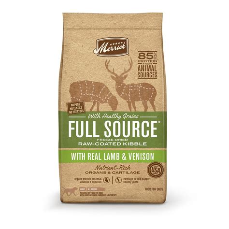 Merrick Full Source Raw-Coated Kibble Real Lamb & Venison with Healthy Grains Dry Dog Food, 10 ...