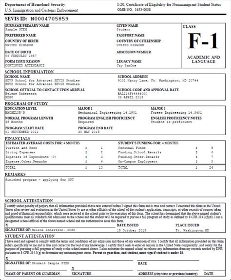 I-20 Form - Main View | Immigration Documents | International Student ...