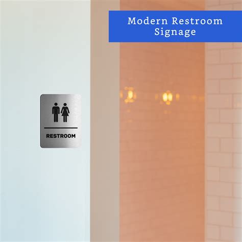 Brushed Aluminum Unisex Restroom Sign Men and Women Modern - Etsy