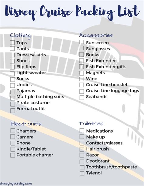 Disney Cruise Packing List - Disney in your Day