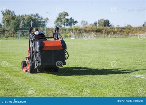 Mowing grass stock image. Image of football, groundsman - 277177247