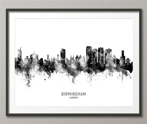 Birmingham Skyline, Birmingham Alabama Cityscape Art Print Poster 16112 ...