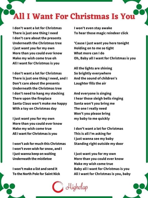 all i want for christmas is you full lyrics Want christmas slideshare ...