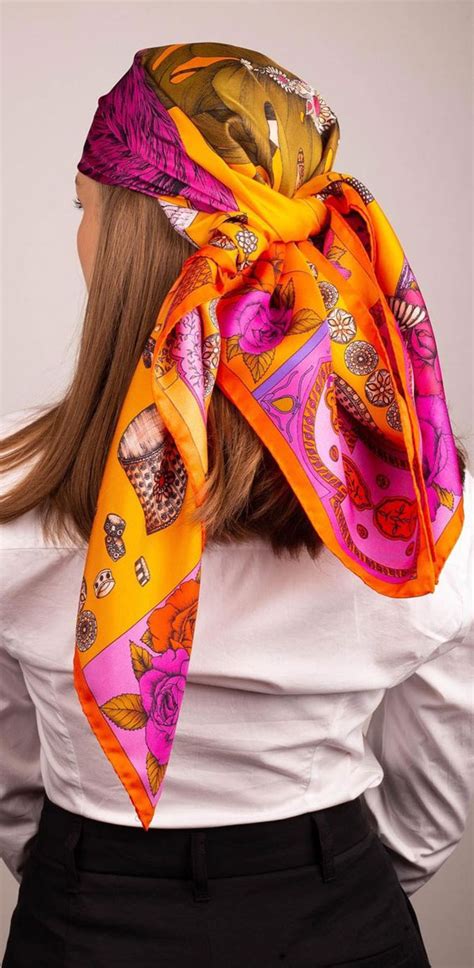 39 Trendy ways to wear a head scarf : Hot Pink and Orange Head Scarf