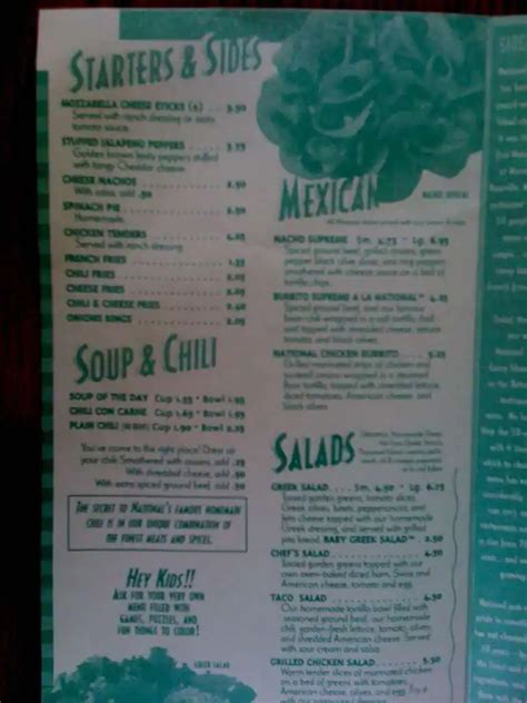 Menu at National Coney Island restaurant, Royal Oak, N Main St