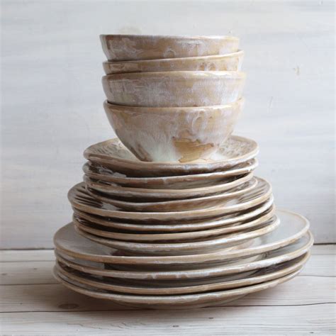 Andover Pottery — Handmade Dinnerware Set - Rustic Pottery White ...