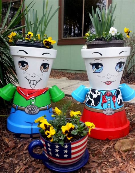 Clay pots, Garden Art. Made these from clay pots. Adds charm to the early garden | Clay pot ...