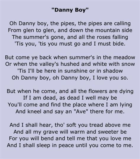 What Song Religious Lyric To Danny Boy - LYRICSF