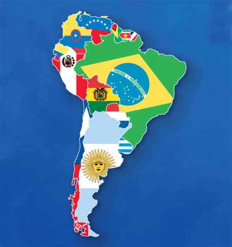 América del Sur por banderas | South american flags, South america map, Flags of the world