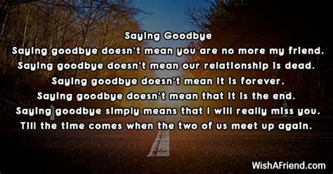 Saying Goodbye, Farewell Poem