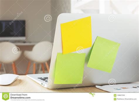 Laptop with empty stickers stock photo. Image of desktop - 108627250