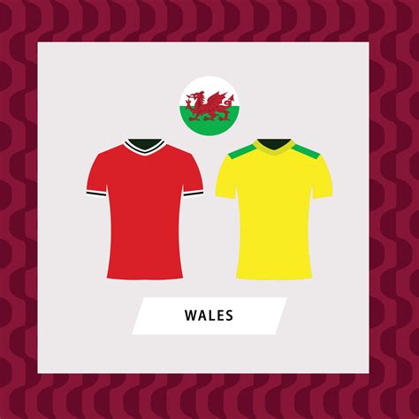 Wales football national team uniform vector flat illustration. European ...