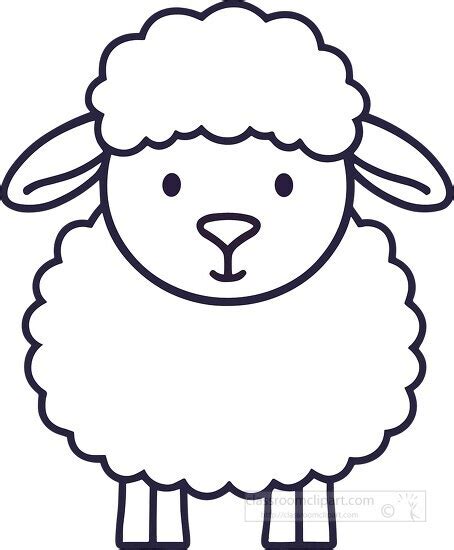 Sheep Clipart-illustration of a white sheep with black outline coloring ...