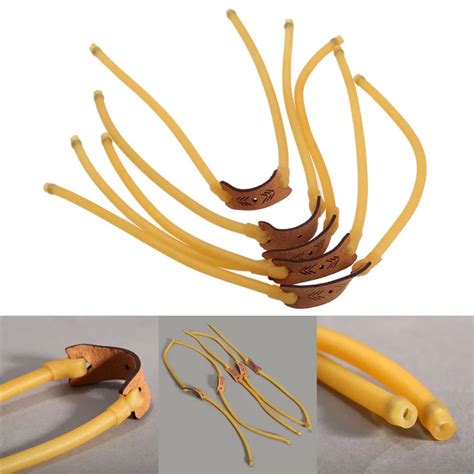 5PCS Slingshots Rubber Bands Elastic Rubber Bungee Band with 70mmX30mm Leather Pouches for ...