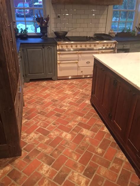 This brick kitchen floor is the Wright's Ferry tiles, in a custom color ...