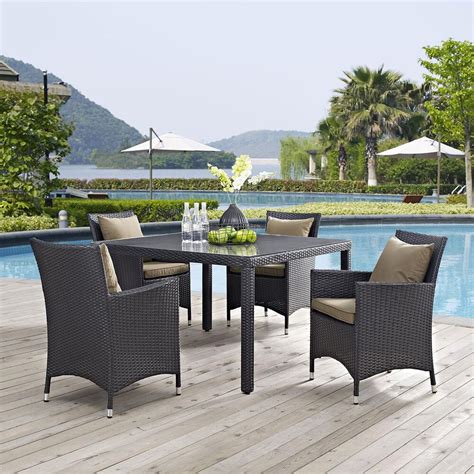 Modway Convene Outdoor Patio Dining Chair in Mocha - Set of 2 ...