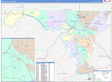 Washington County, MD Wall Map Color Cast Style by MarketMAPS - MapSales