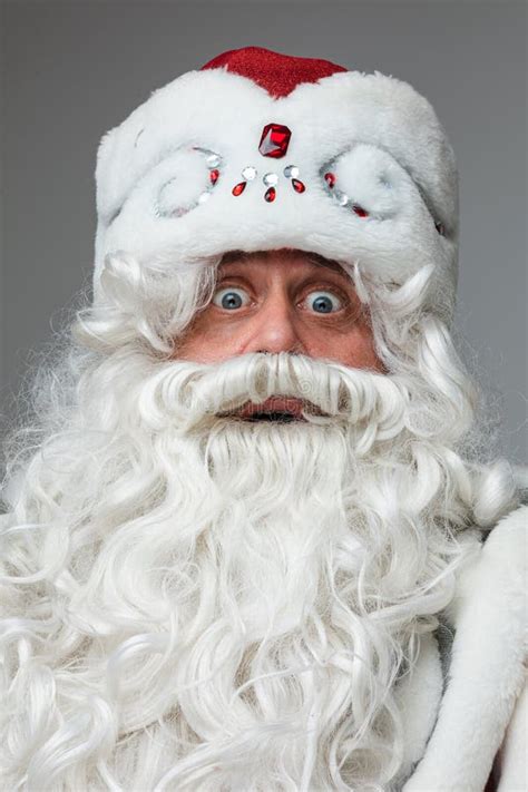 Portrait of Surprised Santa Claus with Big Eyes in His Suit Stock Photo - Image of holiday ...