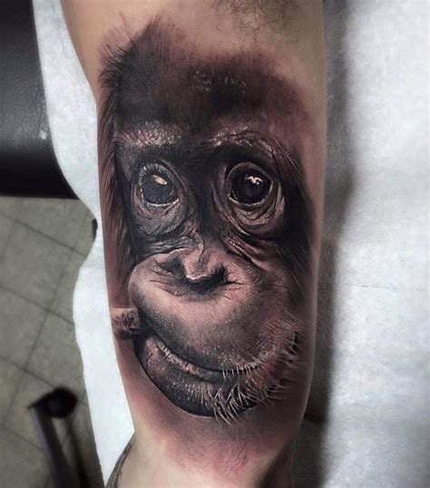 Baby Chimp Portrait On Guys Arm | Best tattoo ideas & designs | Monkey ...