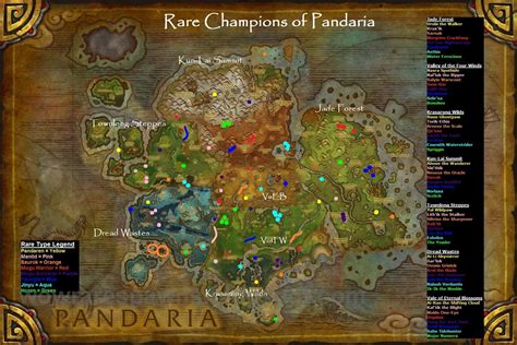 WoW Rare Spawns: Map of Rare Pandarian Champions by Type