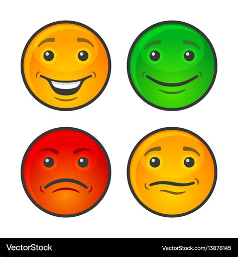 Color smiley face icons set Royalty Free Vector Image