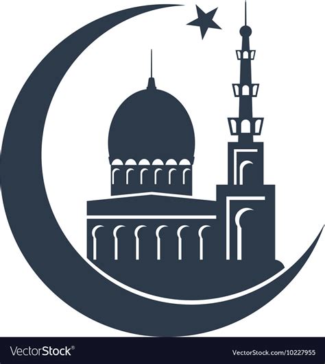 Islamic mosque black silhouette Royalty Free Vector Image