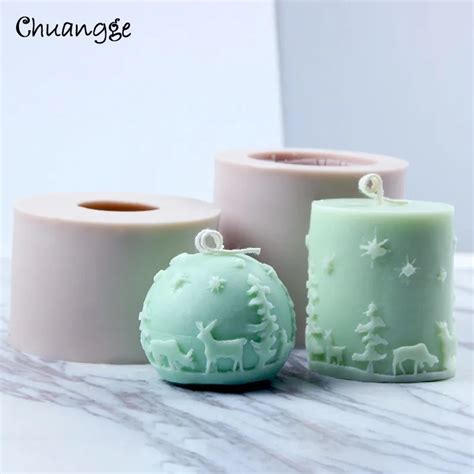 Christmas Relief Candle Mold DIY Candle Making Supplies Silicone Molds Aromatherapy Candle Mould ...