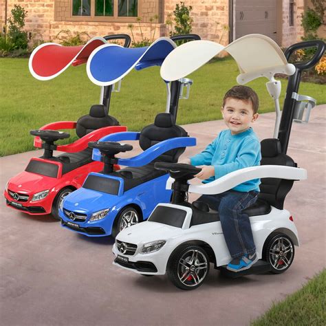 Lowestbest Blue 4 Wheels Mercedes-Benz Ride-On Push Car - Walmart.com