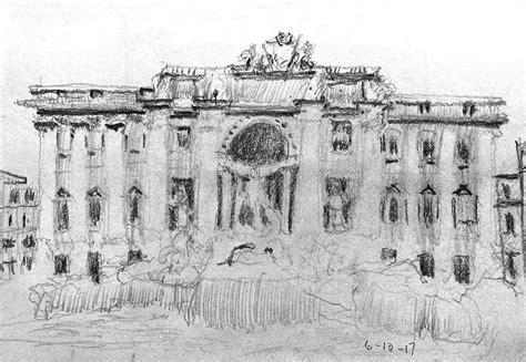 Trevi Fountain Drawing by David Zimmerman - Fine Art America