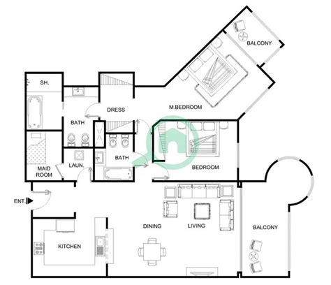 Floor plans for Type F 2-bedroom Apartments in Shoreline Apartments | Bayut Dubai | Floor plans ...