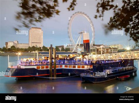 The Tattershall Castle pub-boat moored on the Thames river embankment ...