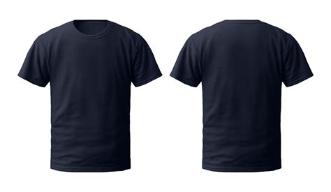 plain navy t-shirt mockup template, with views, front and back, isolated on transparent ...