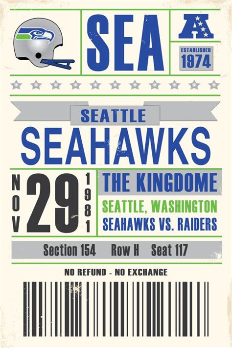 Seattle Seahawks Retro Ticket Print by StudioMaxe on Etsy | Seahawks, Seattle seahawks, Seattle ...