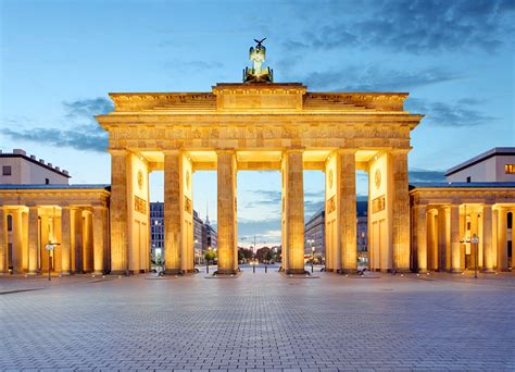 Image Cities Berlin Germany Town square Brandenburg Gate Evening