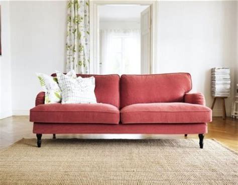 IKEA Stocksund 3 Seat 78" Sofa SLIPCOVER Cover LJUNGEN LIGHT RED Velvet New