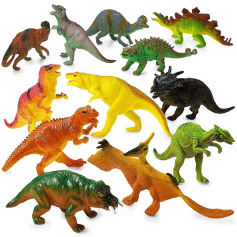 Large Plastic Dinosaur Set - 12 Pack - 5.5 Inches, Assorted Realistic Looking Dinosaur Figures ...