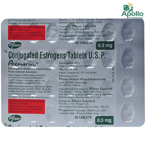 Premarin 0.3 Tablet 28's Price, Uses, Side Effects, Composition - Apollo Pharmacy