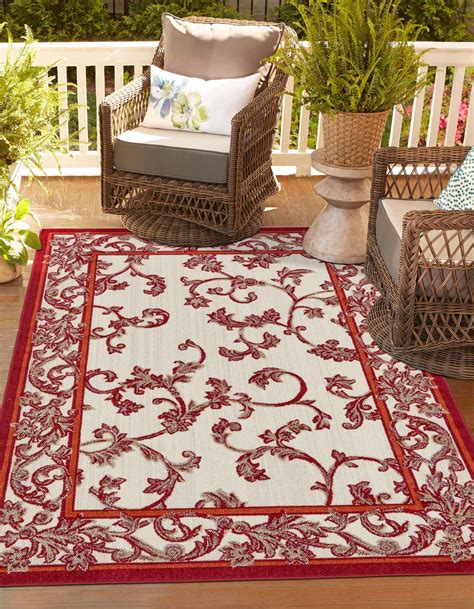 Beige 8' x 10' Outdoor Botanical Rug | OutdoorRugs.com