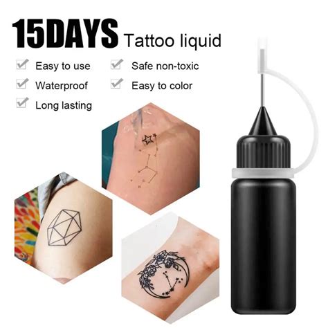 Plant Extracts 10ml Useful Semi-permanent Tattoo Ink Minimalistic Tattoo Juice Easy To Use For ...